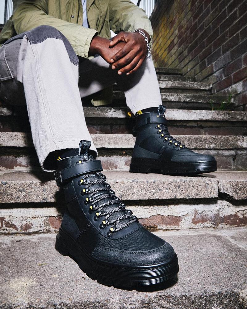 Botines Dr Martens Combs Tech Coated Lona Hombre Negros | MX 363FDN